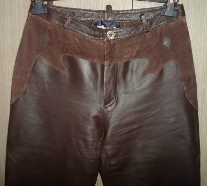 штаны брюки кожаные женские EUR-38 пояс 80 см бедра 104см