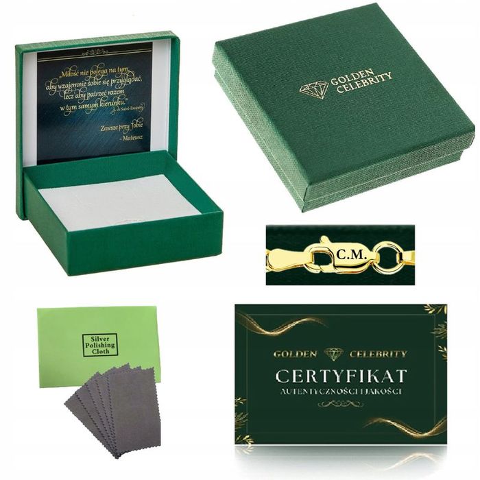 Bransoletka Złota Damska 925/585 Srebro Ankier 20cm/3,5mm Gruba + Graw