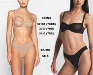 Бюст бюстгалтер бра Skims 32dd 70dd 32d 70d трусики хs s чорний беж