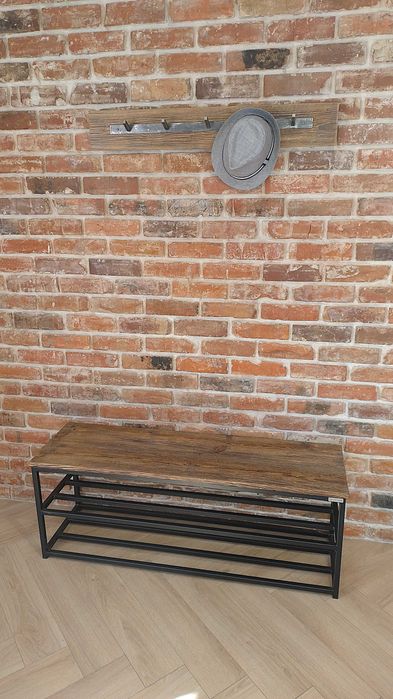 Szafka na buty loft – stare drewno i stal, darmowa dostawa