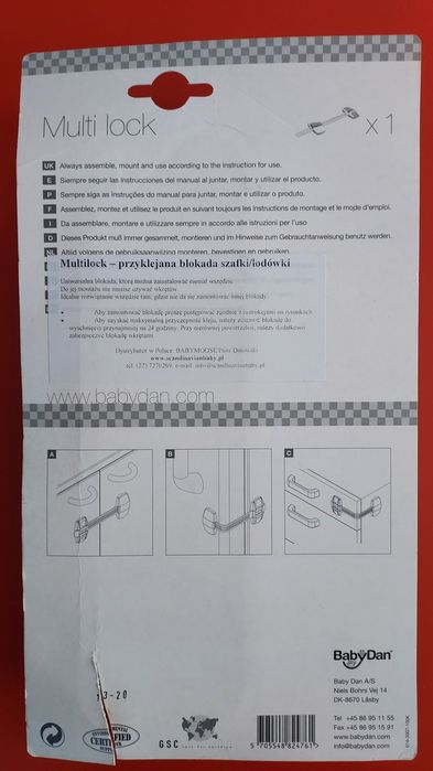 Blokada szafki lodówki BabyDan Multilock - NOWA!