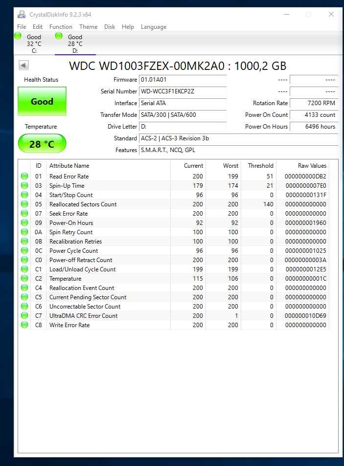 Western Digital Black 1TB 7200rpm 64MB WD1003FZEX 3.5 SATA III