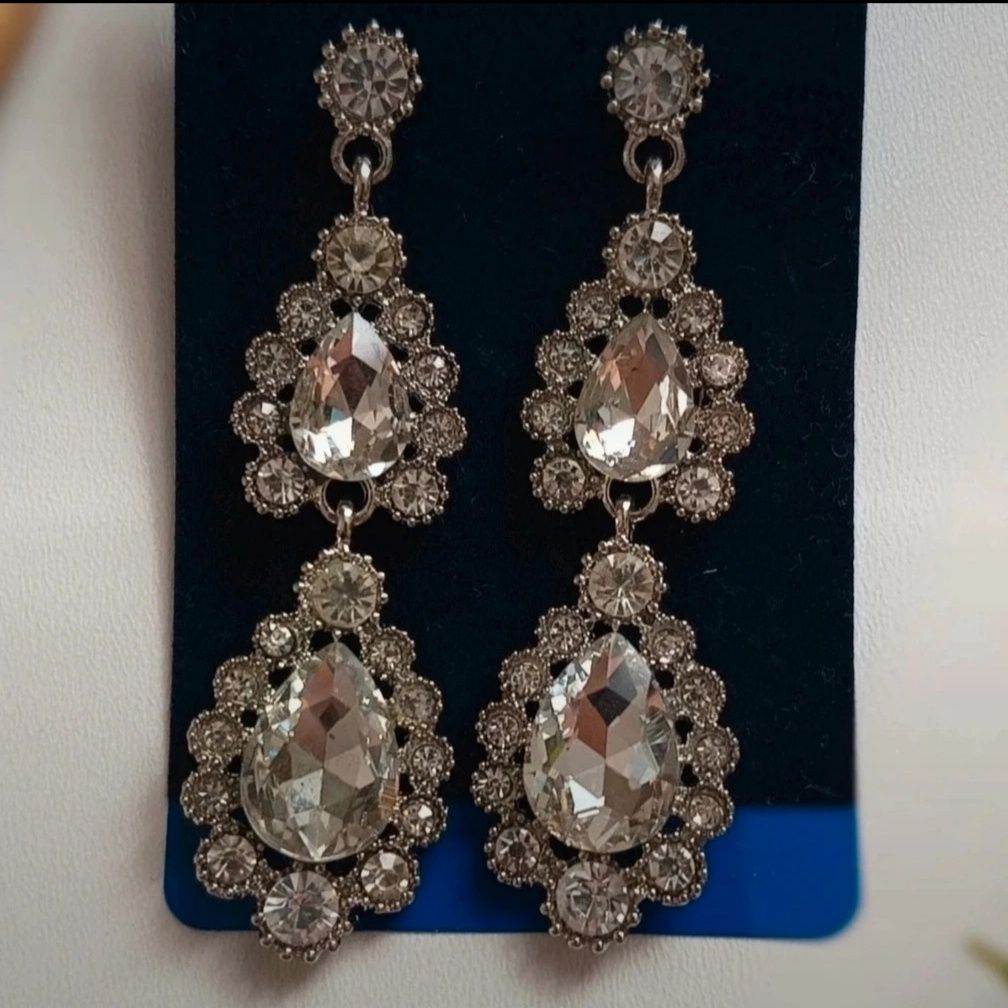 Kolczyki ślub wesele Glamour ślubne kryształy diamenty długie wiszące