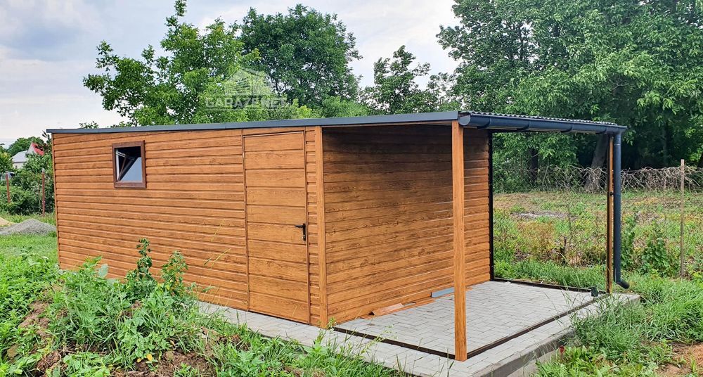 GARAŻ BLASZANY 3m x 6m Brama Uchylna Wiata Drzwi Okno Pcv 3x6 GB197