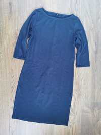 Granatowa sukienka elastyczna, biurowa, ołówkowa, rozmiar M
