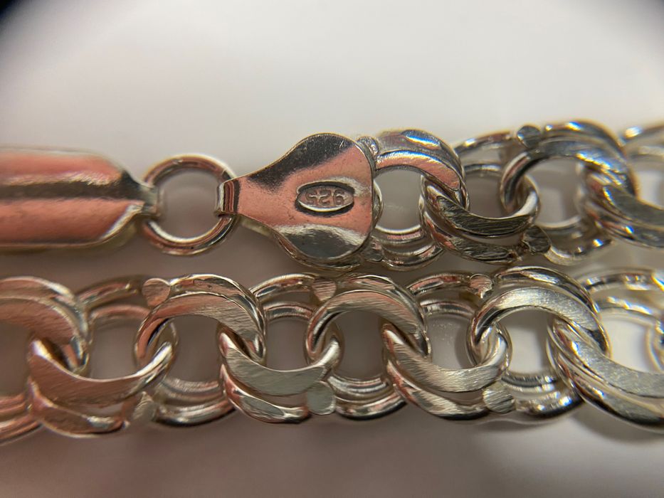 Srebrny łańcuszek splot bismark