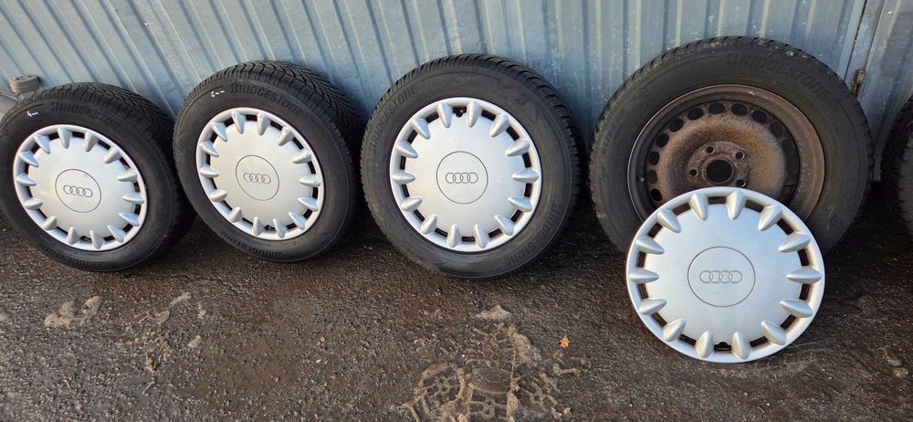 Koła felgi opony zimowe Audi A4 B5 B6 A6 5X112 15" 57,1 kpl +kołpaki