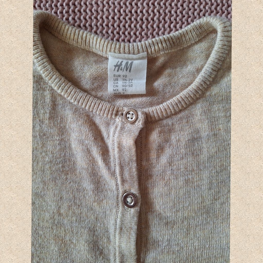 Sweter dziewczęcy kardigan H&M, r.92