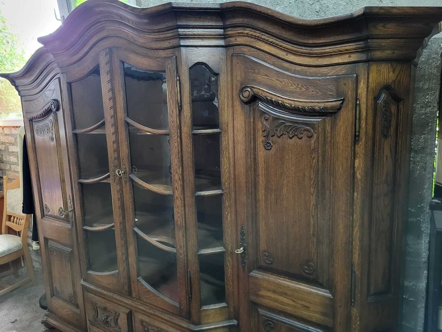 Piękny kredens dębowy lity ciemny dąb biblioteka massiv
