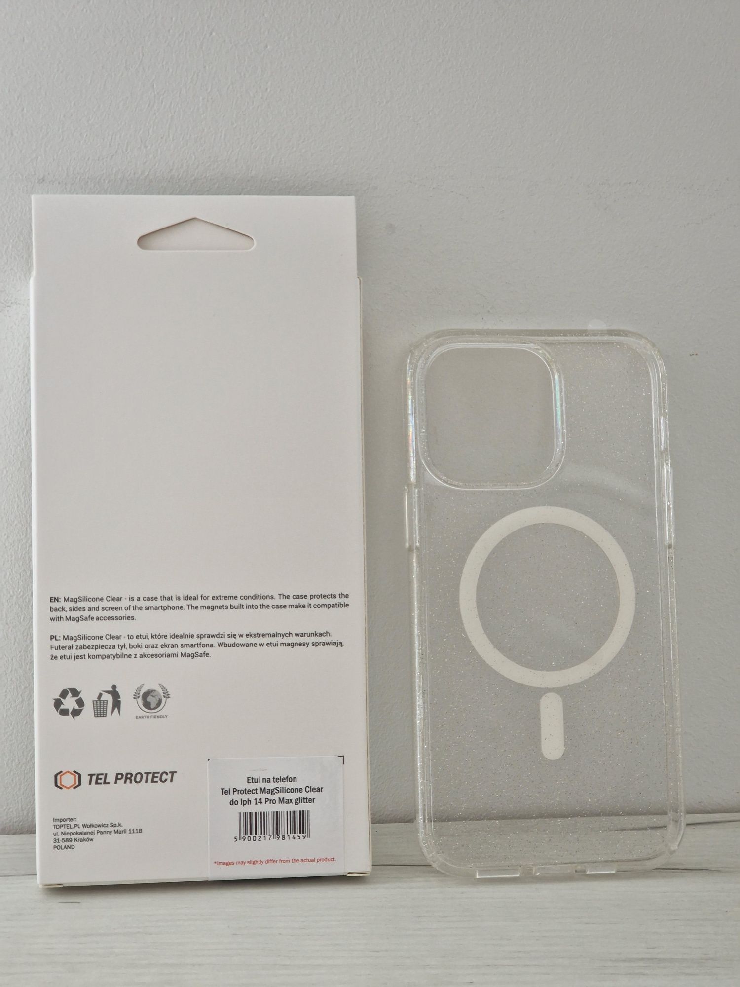 TEL PROTECT MagSilicone Clear Case do Iphone 14 Pro Max Glitter