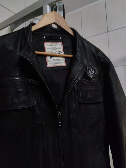 kurtka skórzana męska brązowa Angelo Litroco C&A leather skóra L class