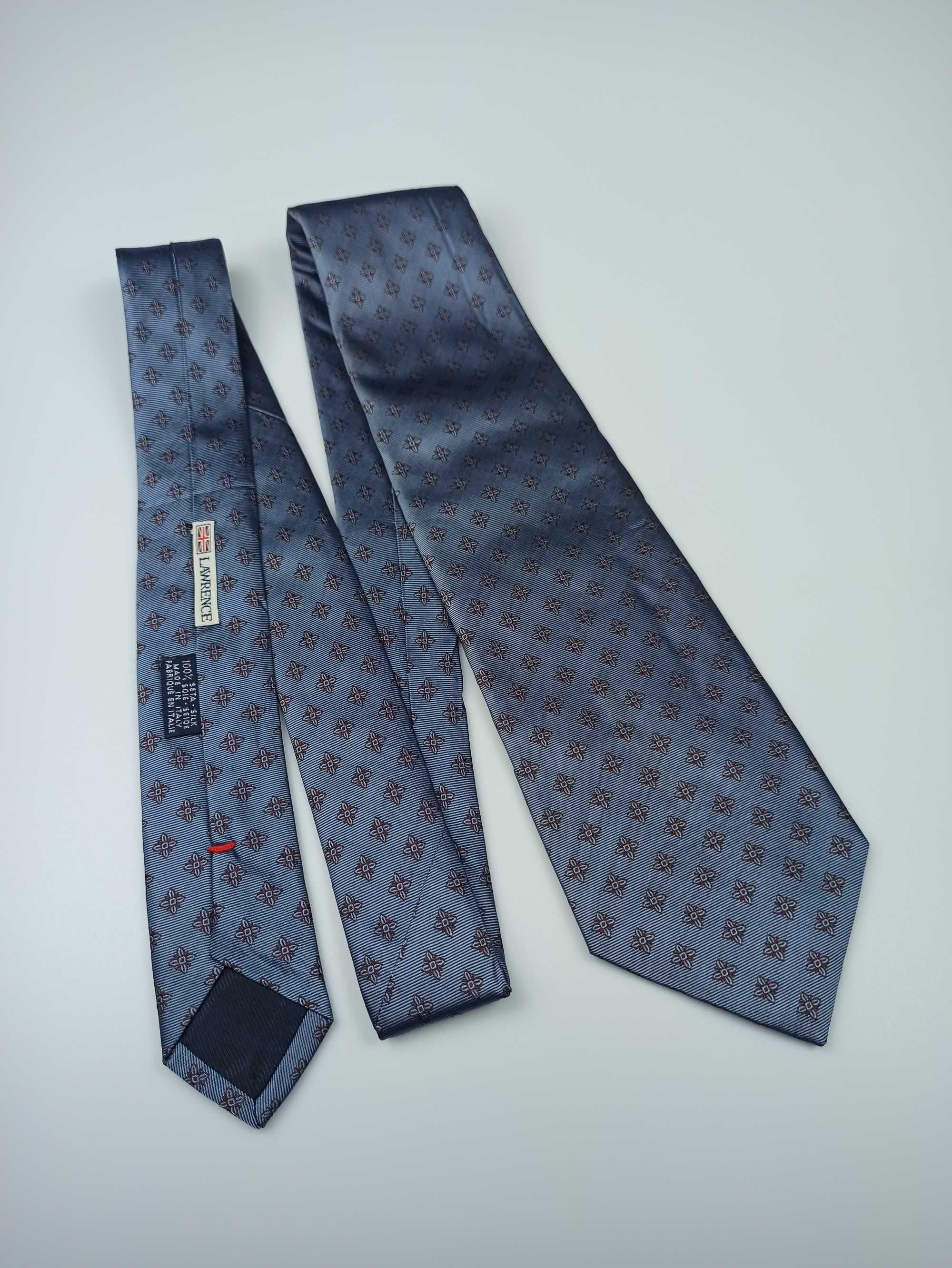 Lawrence niebieski jedwabny krawat w kwiaty