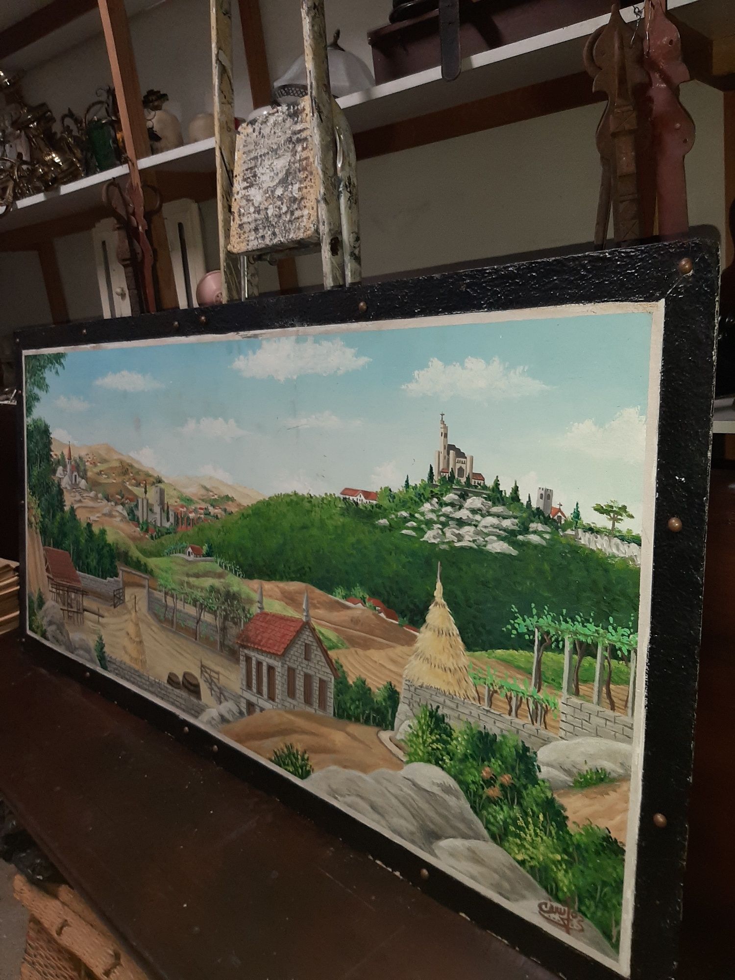 Grande Obra Óleo Sobre Platex da Igreja da Penha em Guimarães