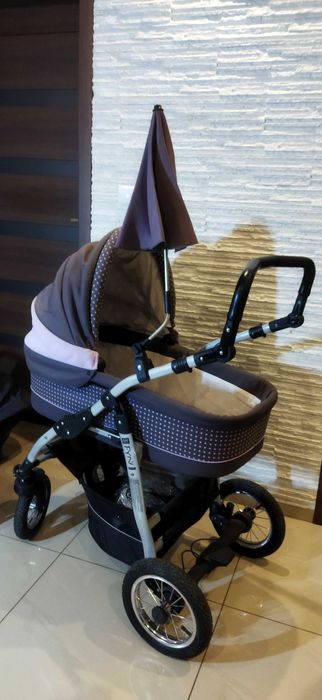 Wózek dziecięcy 3 w 1 Jedo fioletowy pompowane koła
