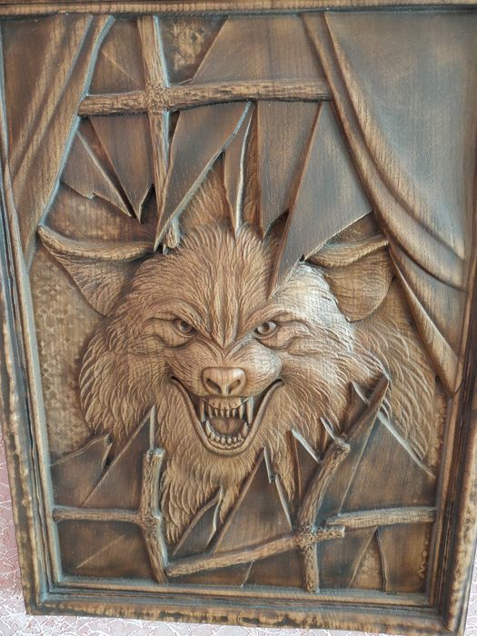 Вырезан с дерева Волк ручная работа.