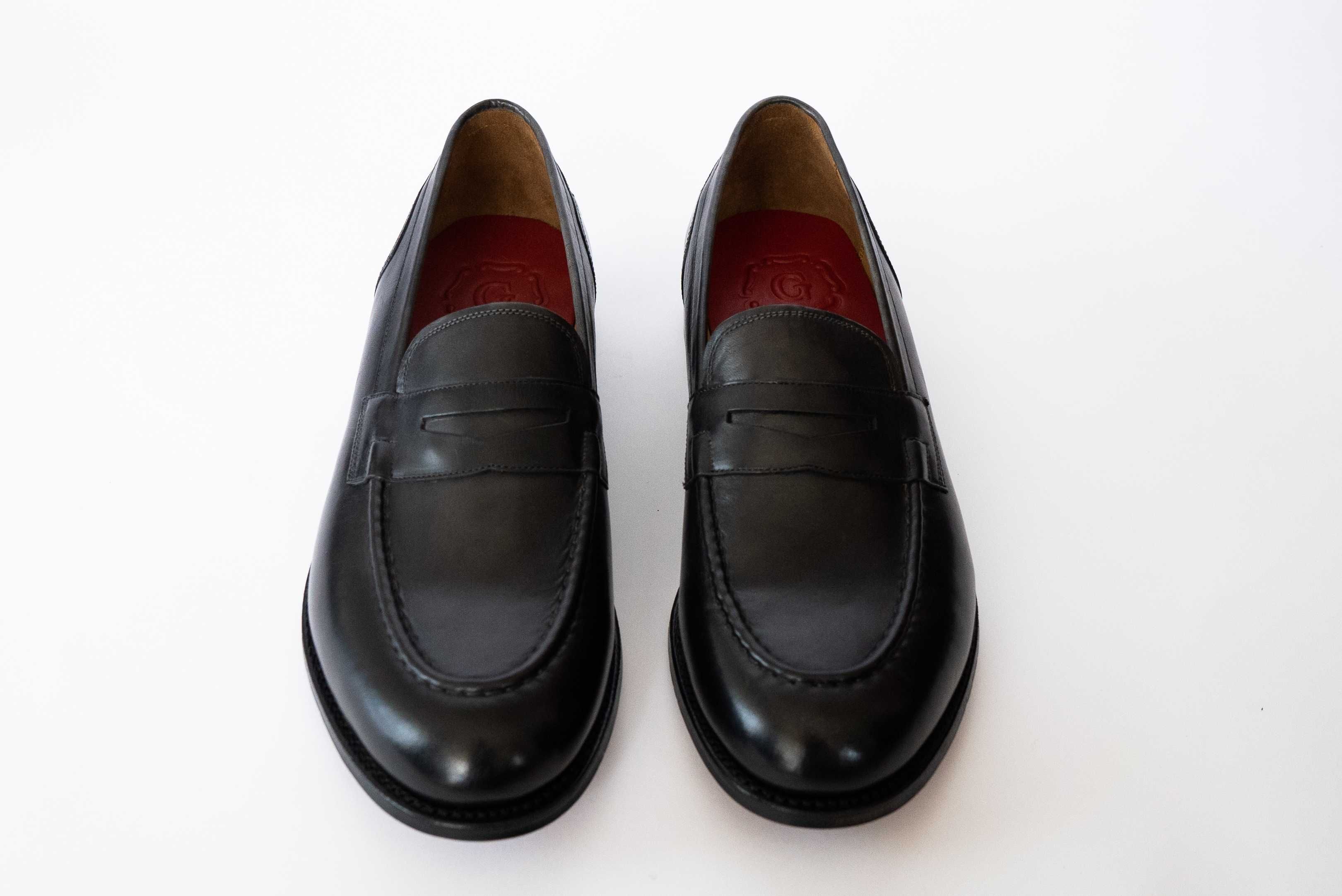 Barker Penny Loafers 11E ciemny szary buty loafersy GYW, licowa skóra