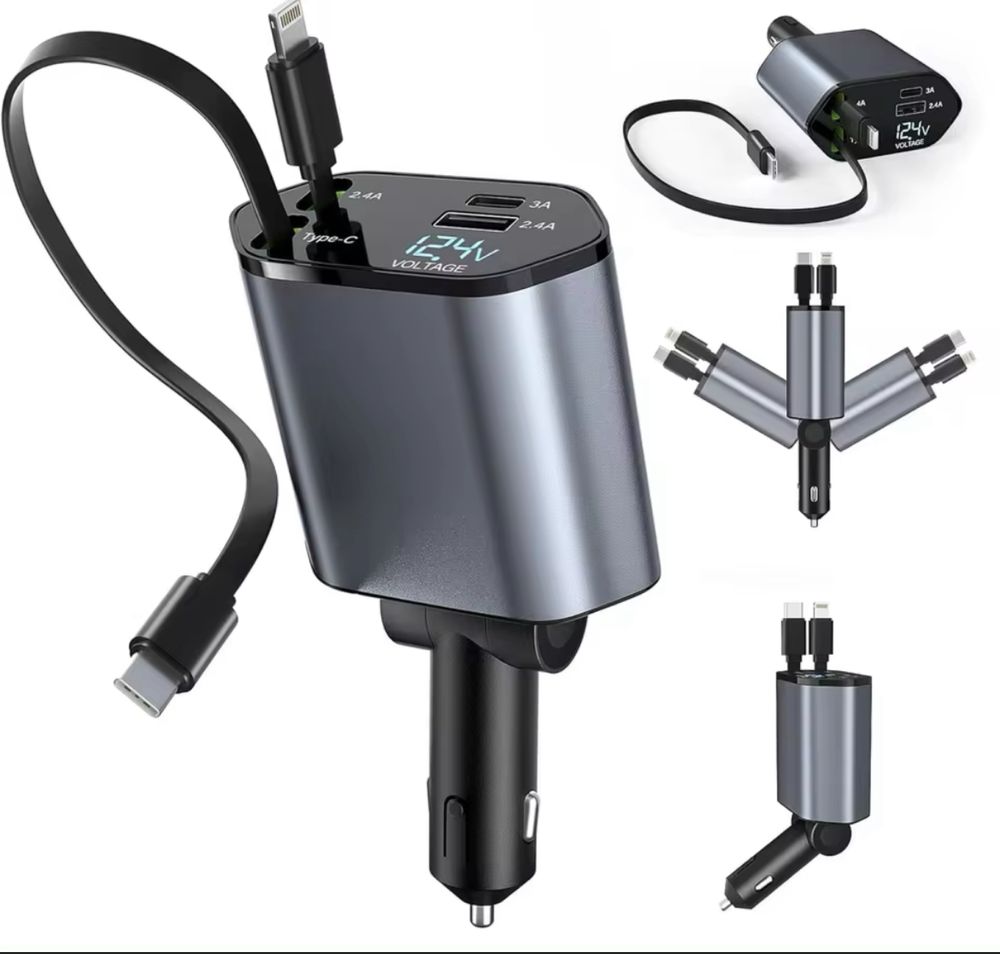 Автомобільна зарядка USB від прикурювача, швидка зарядка в прикурювач