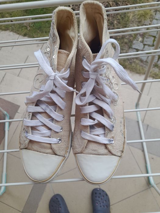 Trampki z juty z cekinami 41