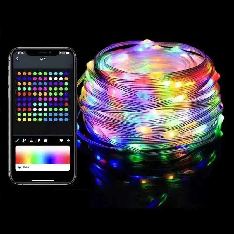 Гирлянда Капля Росы USB LED RGB 10м + Bluetooth + Микрофон + Пульт
