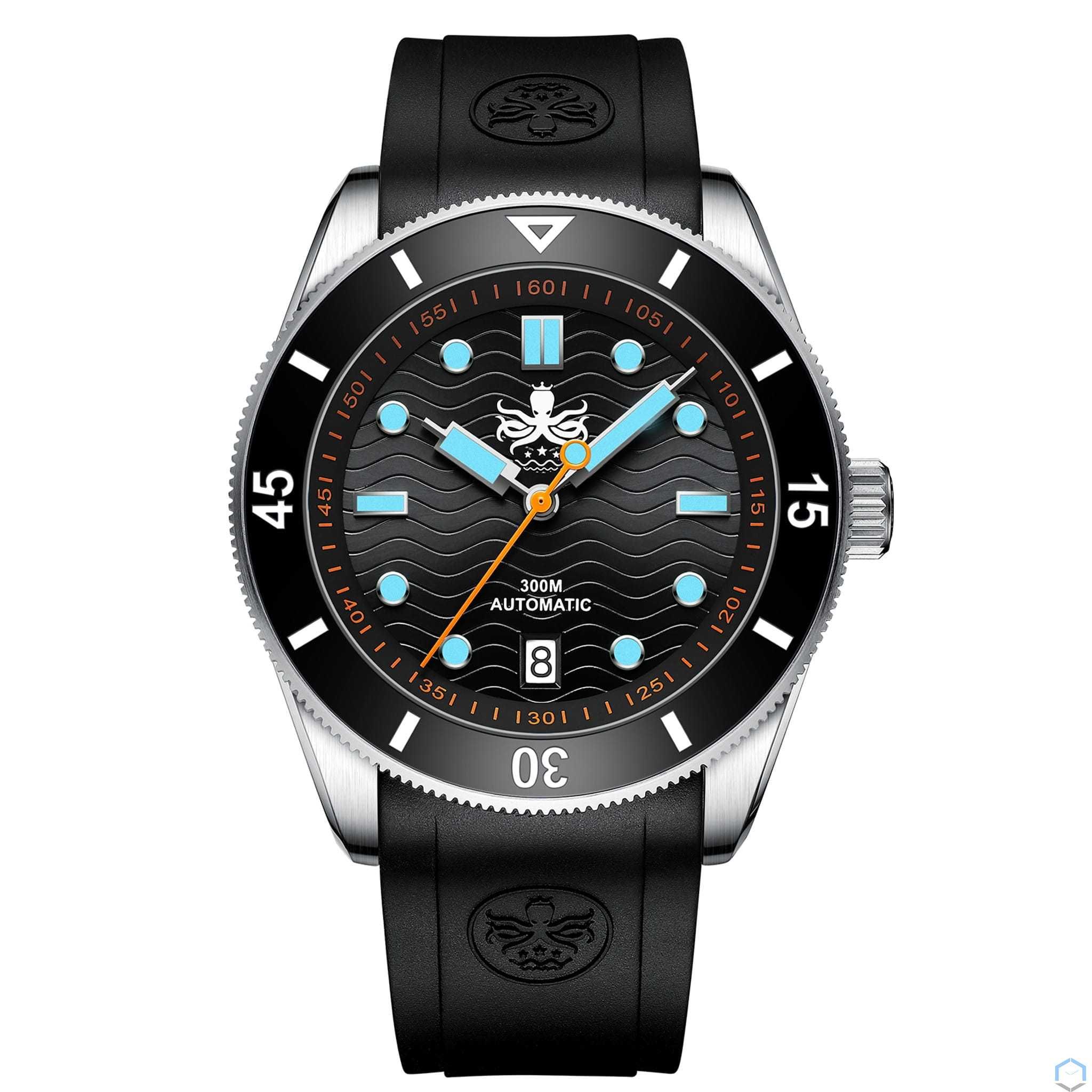 Zegarek PHOIBOS  Wave Master Black WR 300m szafir diver nowy