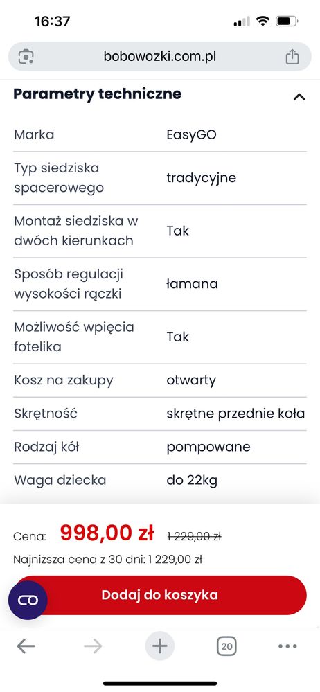 Wózek Spacerówka Easy Go