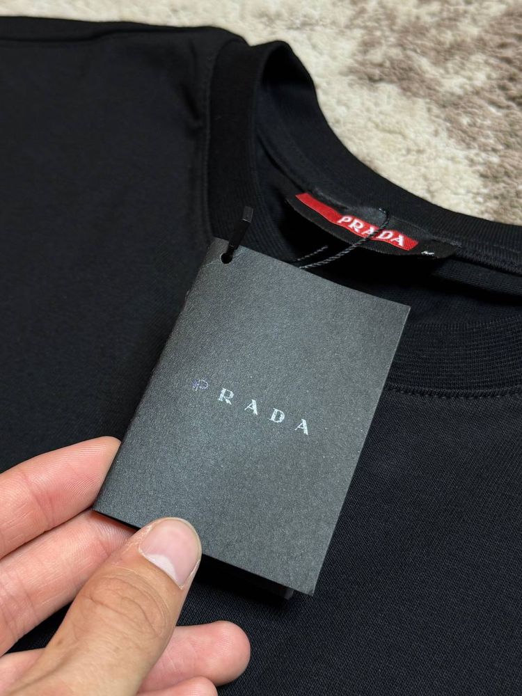 Футболка Prada Milano мужская черная футболка Прада чоловіча літня