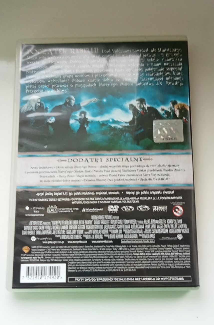 Harry Potter i zakon Feniksa film, płyta DVD