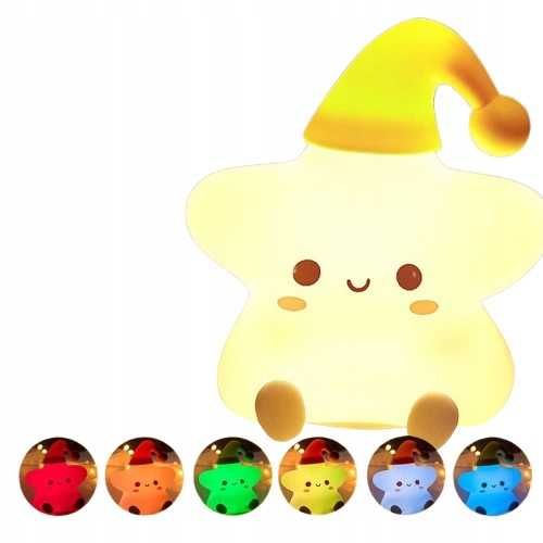 Lampka Nocna Dla Dzieci RGB Gwiazdka Ładowana Usb