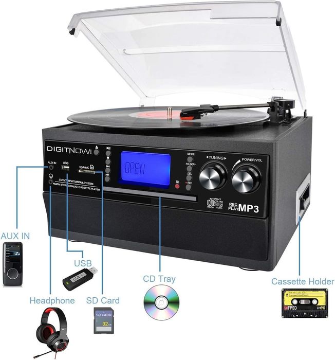 Вініловий програвач Digitnow Bluetooth Record Player