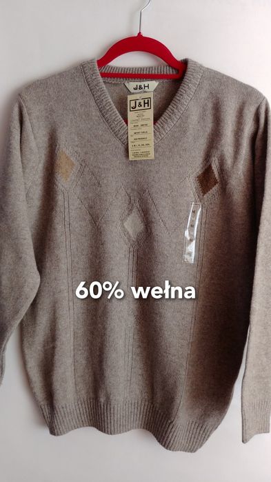 Sweter męski 60% wełny M