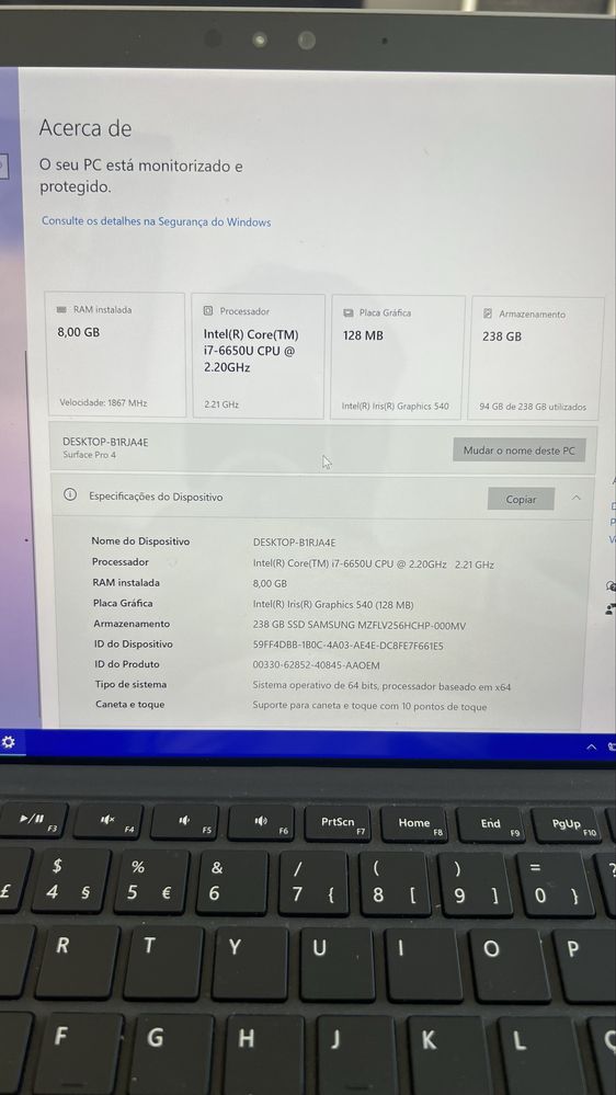 Microsoft surface pro 4 i7 8gb 256gb