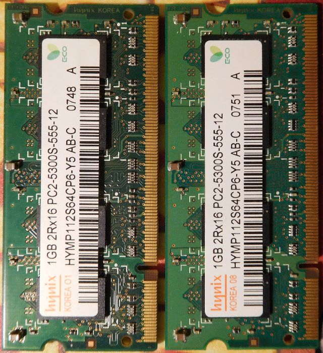 Hynix 2GB, 2x1GB 2Rx8 PC2-5300S-555-12 Pamięć RAM DDR2 Dual Channel
