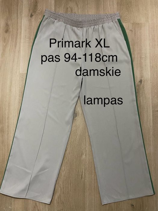 Primark 42 XL beżowe szare lampas szeroka nogawka pas guma spodnie