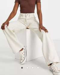 PULL&BEAR 34r szerokie spodnie dżinsowe o kroju wide leg dzwony ecru