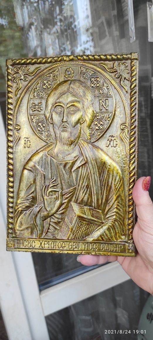 Ikona płaskorzeźba Jezus Chrystus Pantokrator
