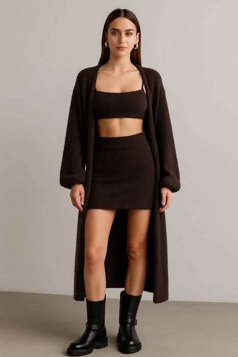 Костюм трійка кардиган топ спідниця