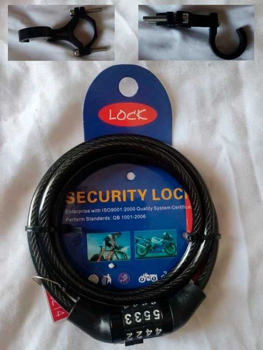Cadeado com combinação + suporte para bicicleta/trotinete/mala