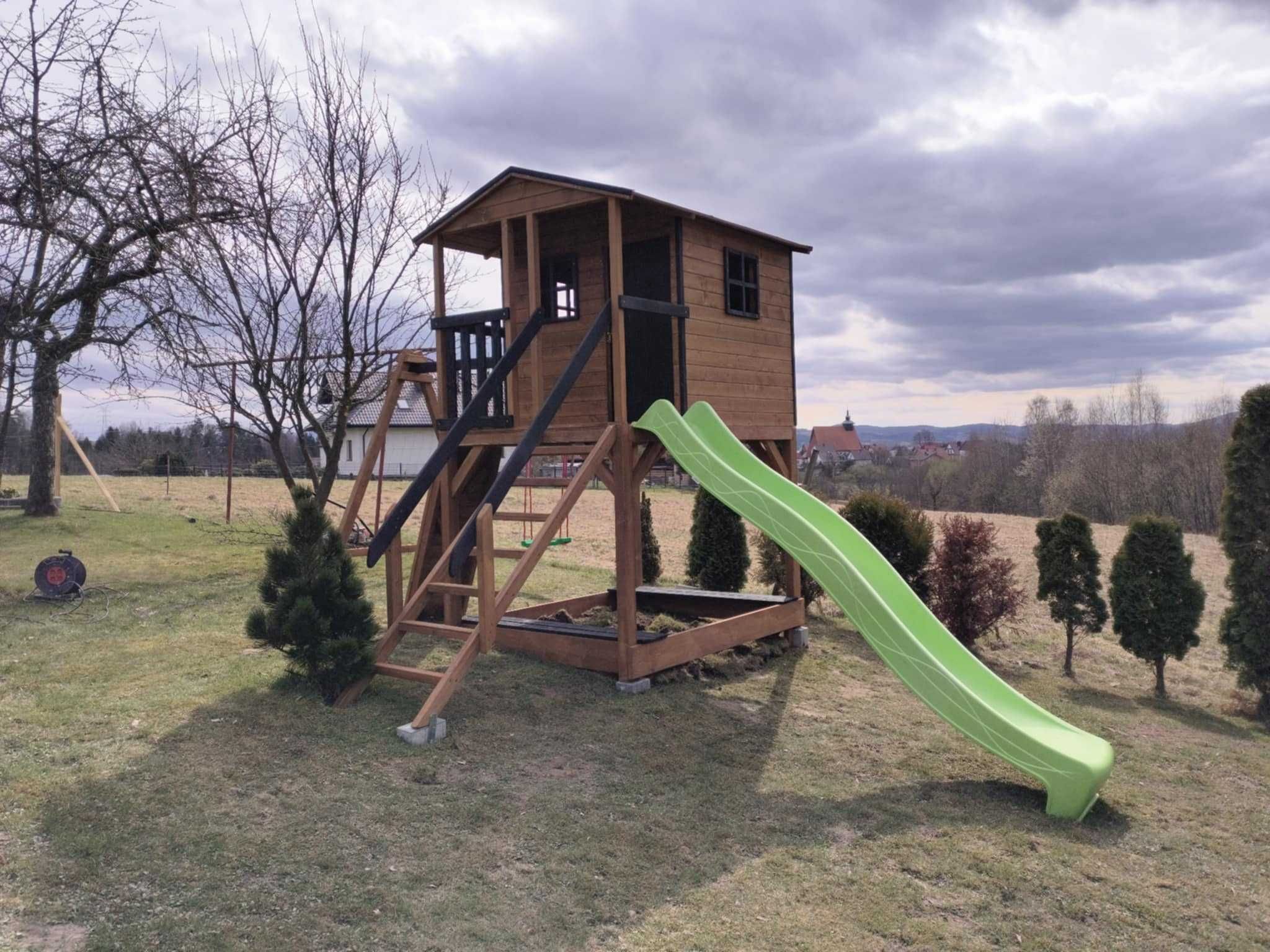 Duży domek dla dzieci XXL, huśtawka, zjeżdżalnia,