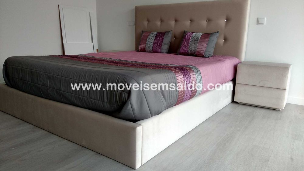 Cama de Casal Estofada - Todas as Medidas e Cores