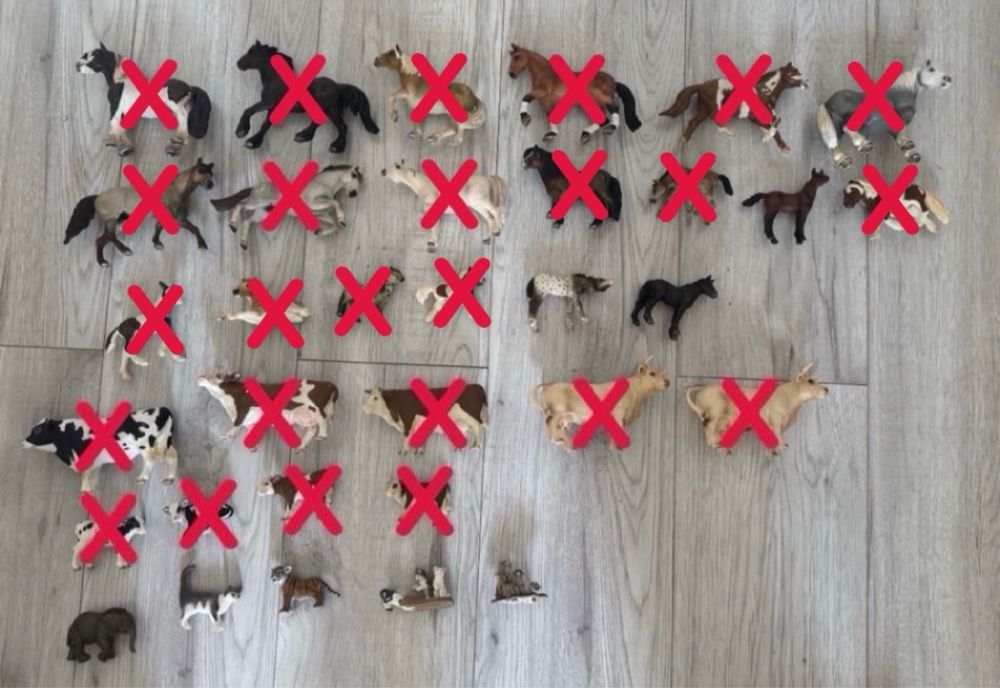 Figurki koni, krów i innych zwierząt z serii Schleich