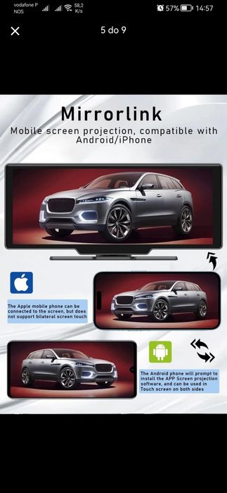 Ecrã 10,26'' p/ carro - Mp5 - GPS, Car Play, Android Auto, BT 5.0