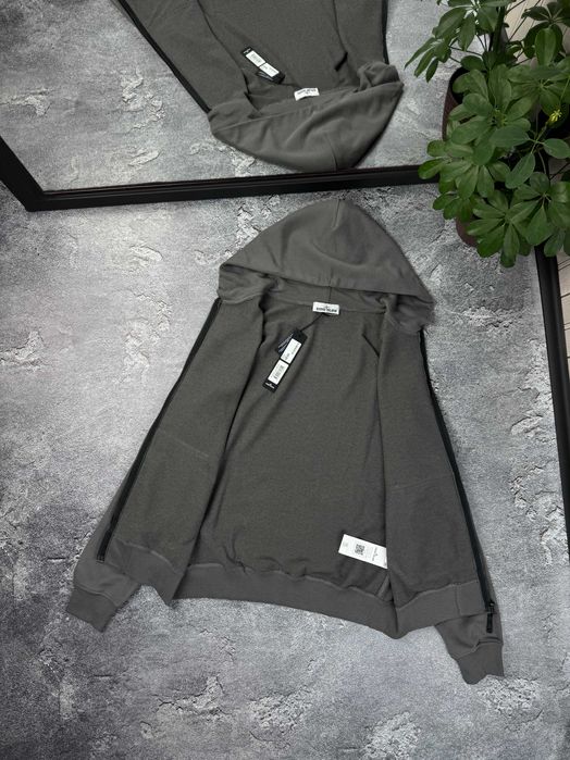 Сірий зіп-худи Stone Island GRAY зипка Стон Айленд