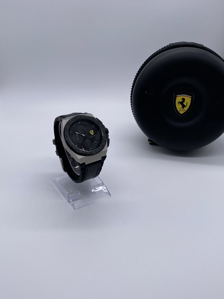 Zegarek męski Scuderia Ferrari Czarny sportowy Premium Skórzany pasek