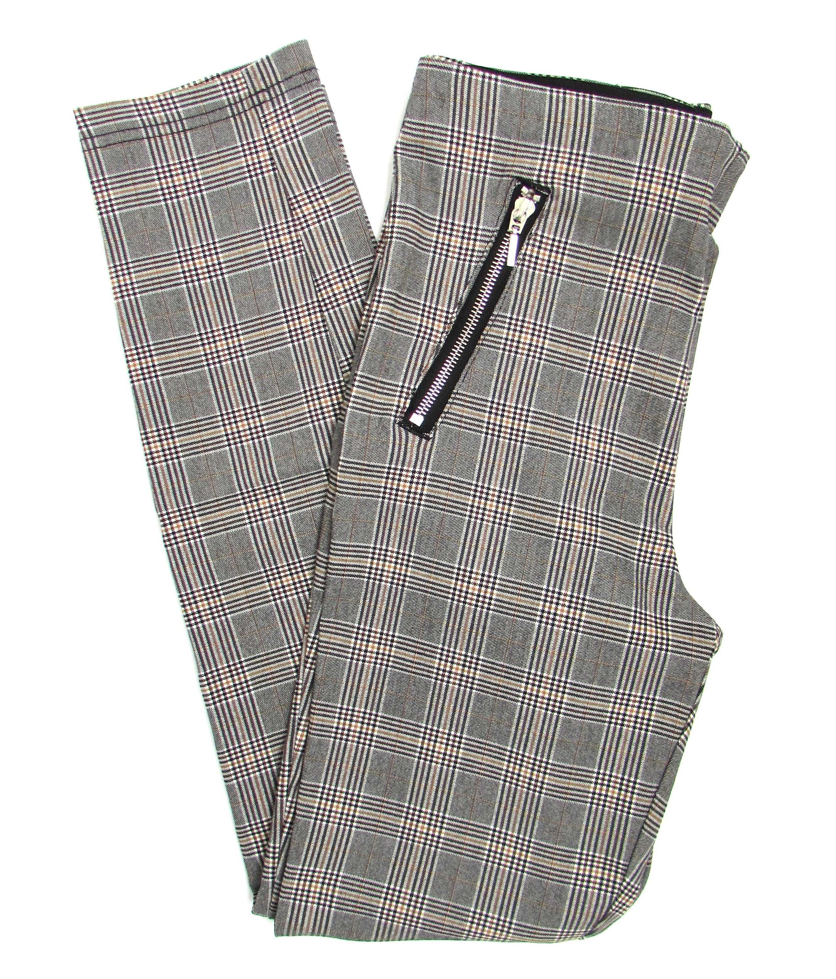 C&A dopasowane spodnie rurki legginsy w kratkę r. L