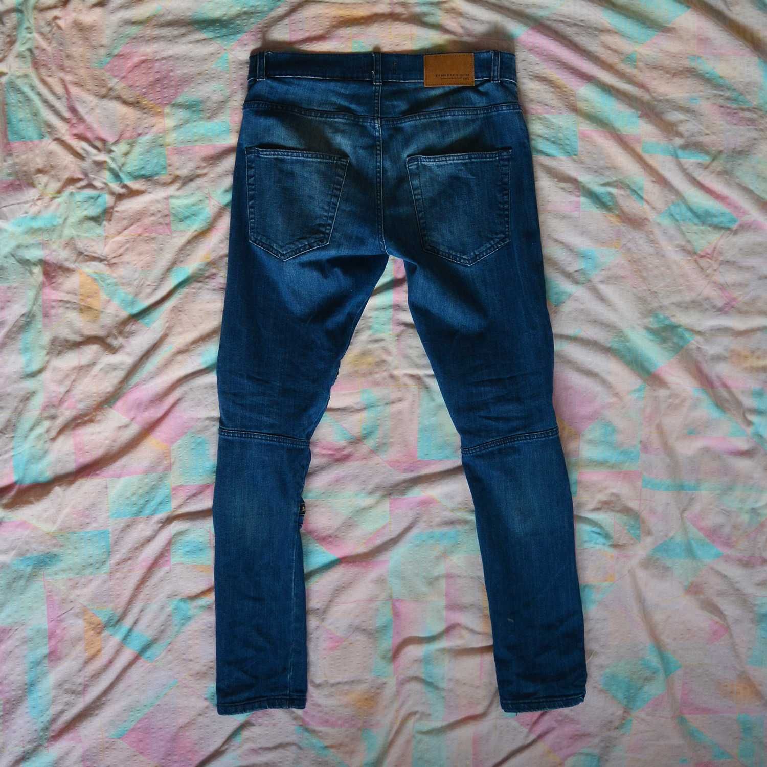 Spodnie jeansy Zara 40 31 slim fit z przetarciami suwakami elastyczne