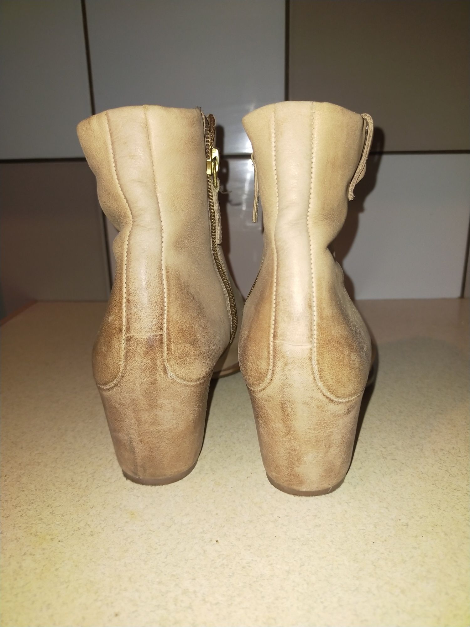 Kozaki botki Ecco buty zimowe 37 skórzane