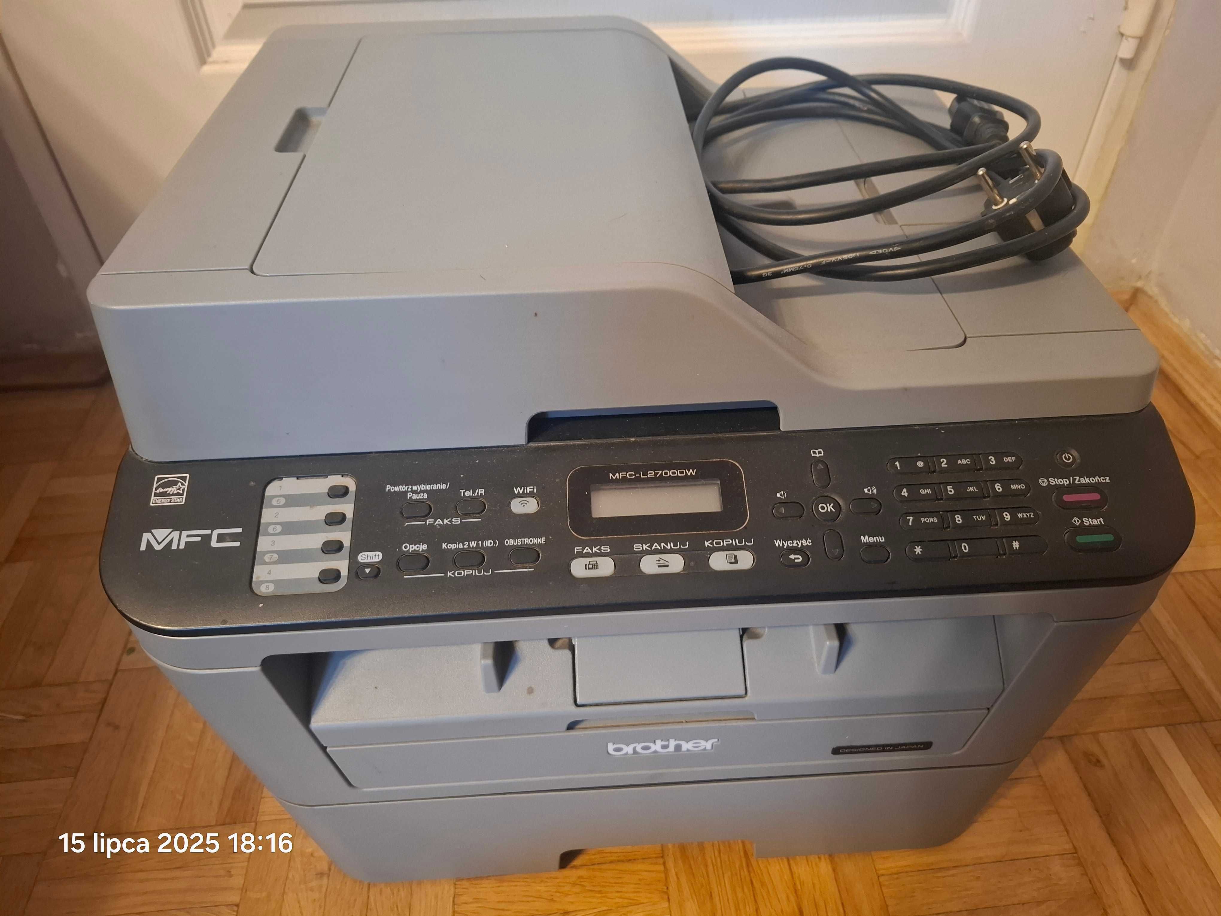 Drukarka Brother MFC-L2700DW Wi-Fi + nowy toner