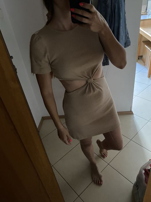 Sukienka prążek beżowa S/M