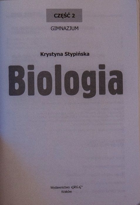 Biologia część 2 gimnazjum wydawnictwo Greg