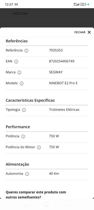 Trotinete elétrica segway